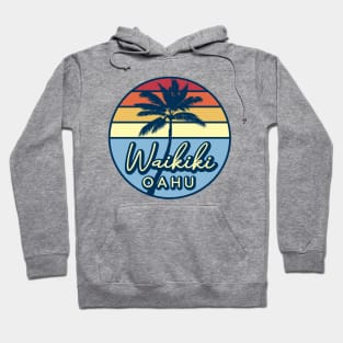 Waikiki Oahu Hawaii Retro Sunset Hoodie